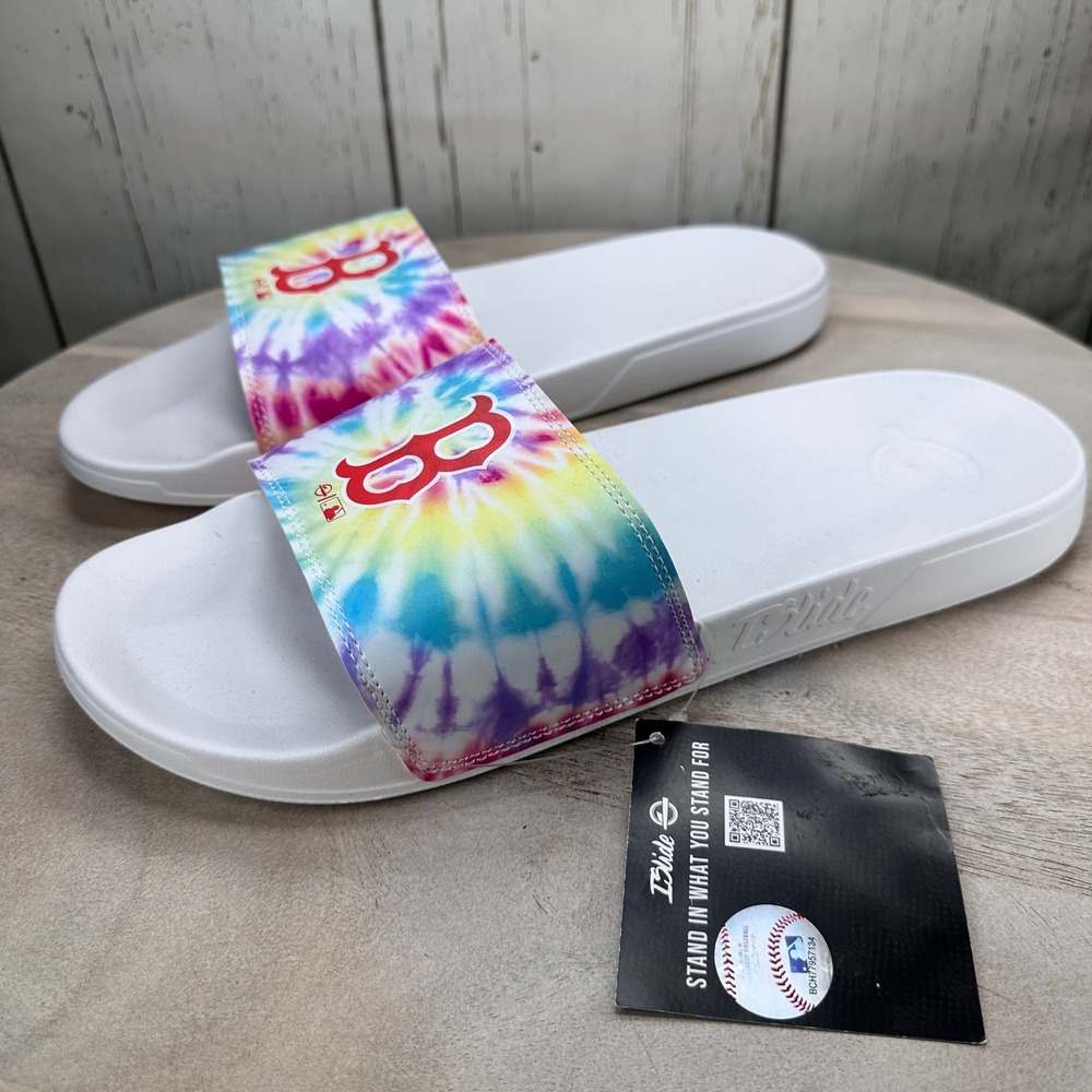 ISlide Boston Red Sox Tie Dye Slide Sandals White Mens Size 13 14 New